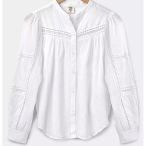 Matilda Jane Good Hart Lydia Blouse Eyelet Crochet Boho Top Small Peasant New